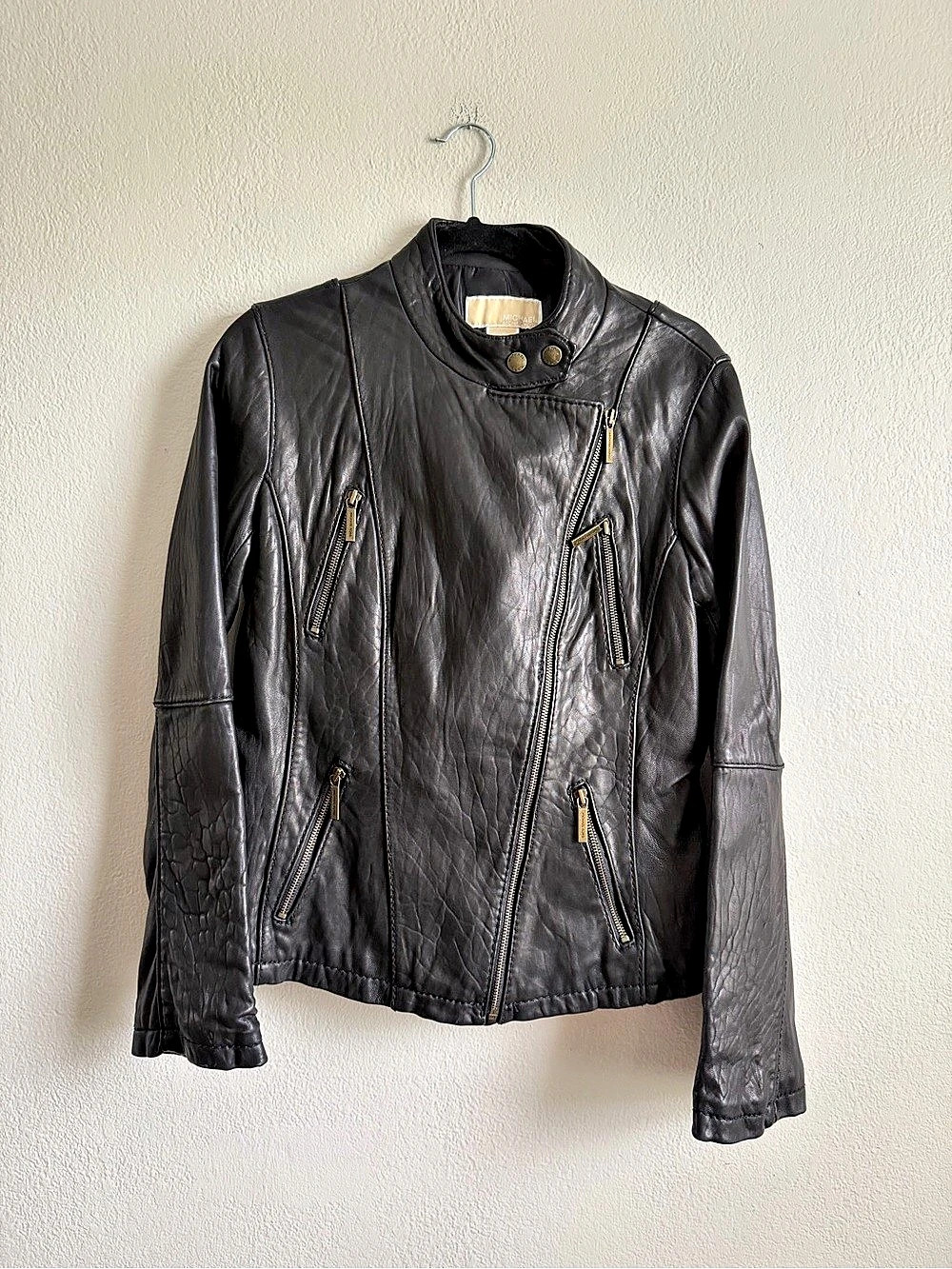 Michael Kors Women'Small Genuine Leather Moto Jacket Size large